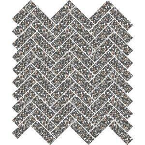 Baget Herringbone Terrazzo Black 25x50mm