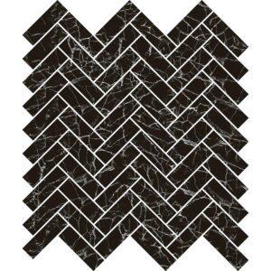 Baget Herringbone Black Marble 25x50mm