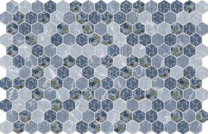 Hexa Textile Deco Blue 30x34mm